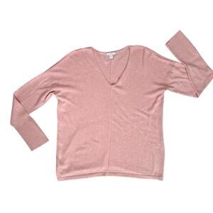 J Jill Womens Relaxed V Neck Sweater Medium Pink Lightweight Sustainable Office
